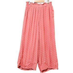 Hollister Women's‎ Small Elastic Waist Wide Leg Pull on Capri Pants Pink Coral